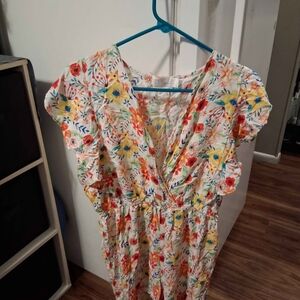 Time and Tru Colorful Floral Romper